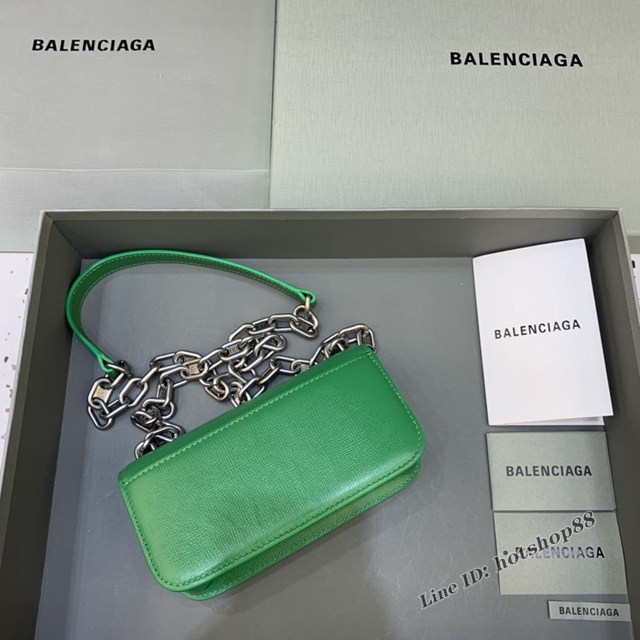 Balenciaga專櫃爆款小號牙籤紋綠肩背包 巴黎世家新款Gossip bag斜挎包 fyj1314